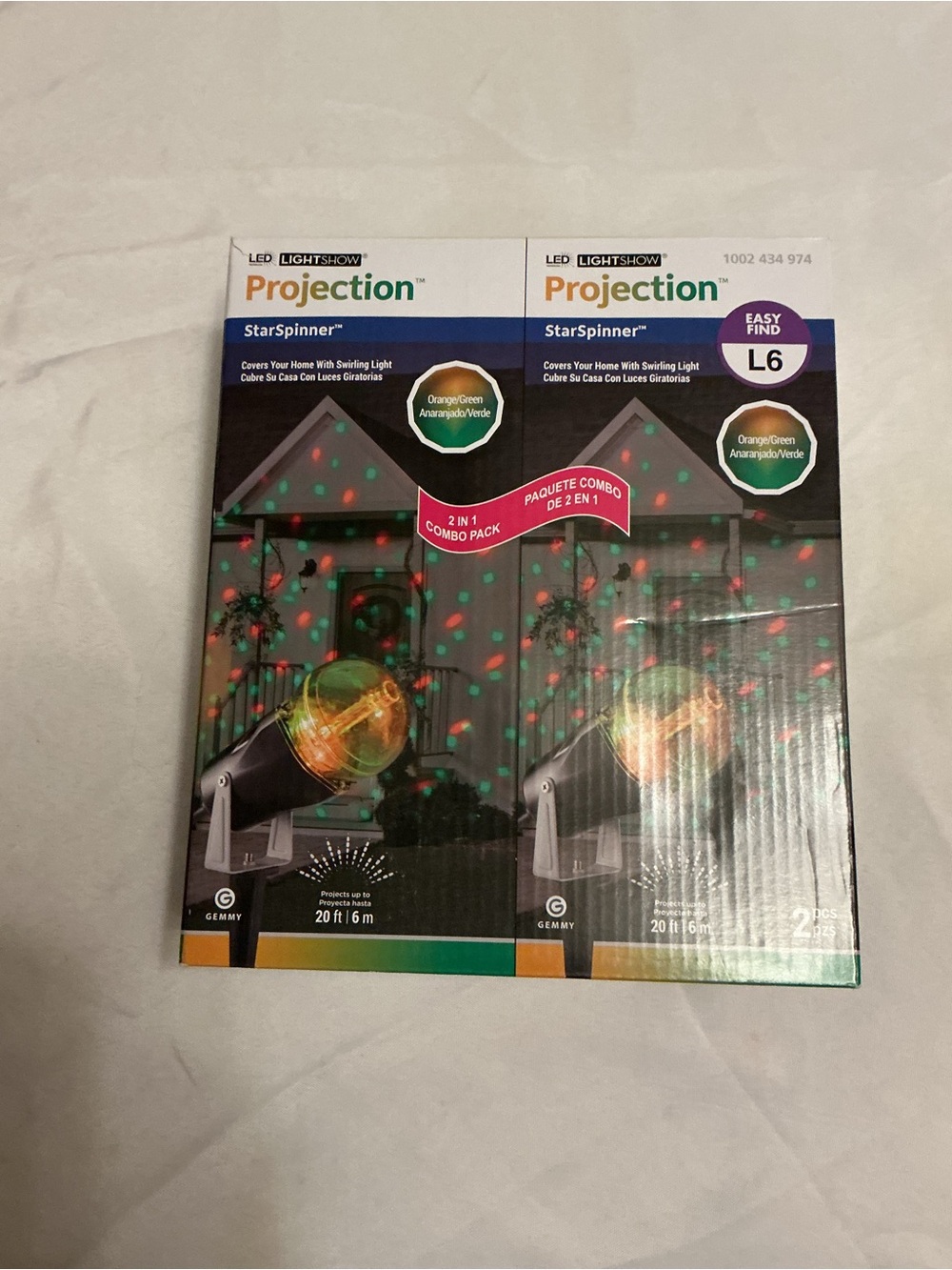 Gemmy StarSpinner LED Projection Light - Orange & Green